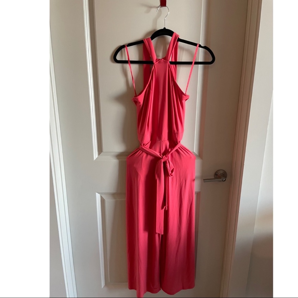 New York and Company coral colored jumpsuit